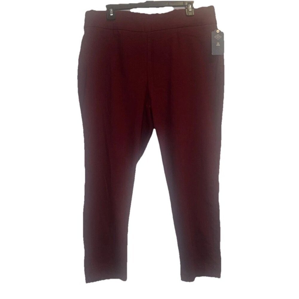 St Johns Bay Women’s Autumn Burgundy Mid Rise Ankle Pants Sz 16 NEW